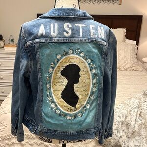 a.n.a Blue Jean Jacket with Jane Austen Design